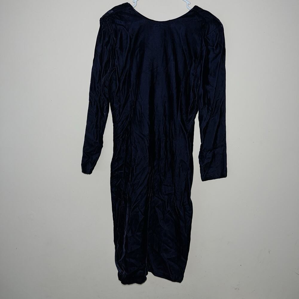 J. Christopher Vtg Vintage Blue Velvet Long Sleeve Dress Open Back Women’s 4